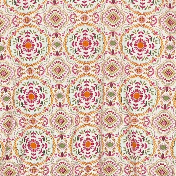 CROFT & Barrow XXL Top Shirt Pink Orange Floral Short Sleeve Round Neck Cotton - Picture 2 of 5
